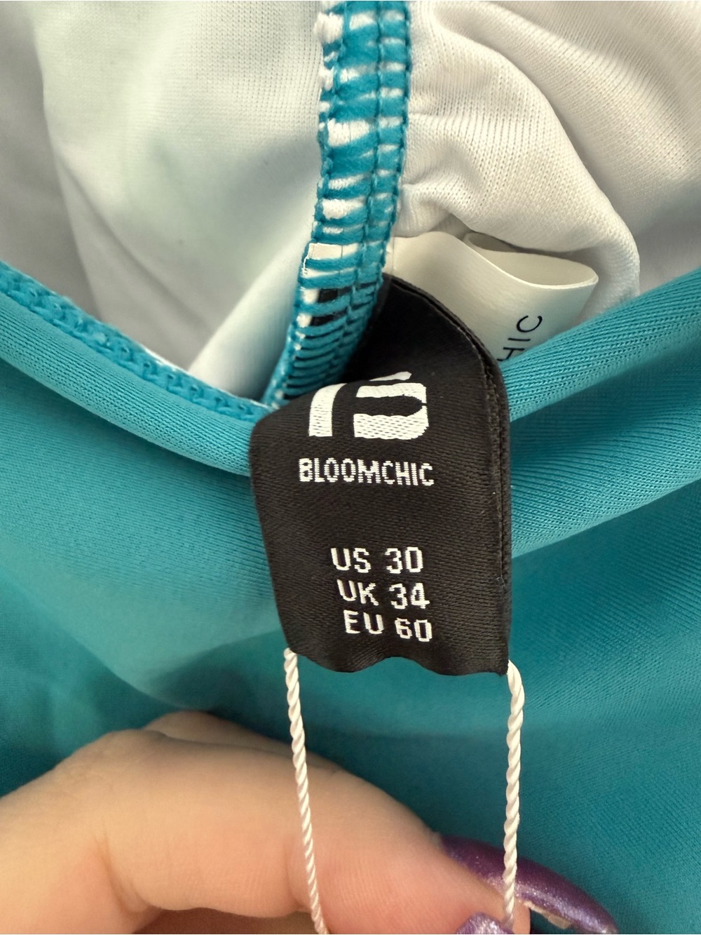 BloomChic Teal Off-Shoulder Ruffle Swim Suit Plus Size 30W - Picture 5 of 8